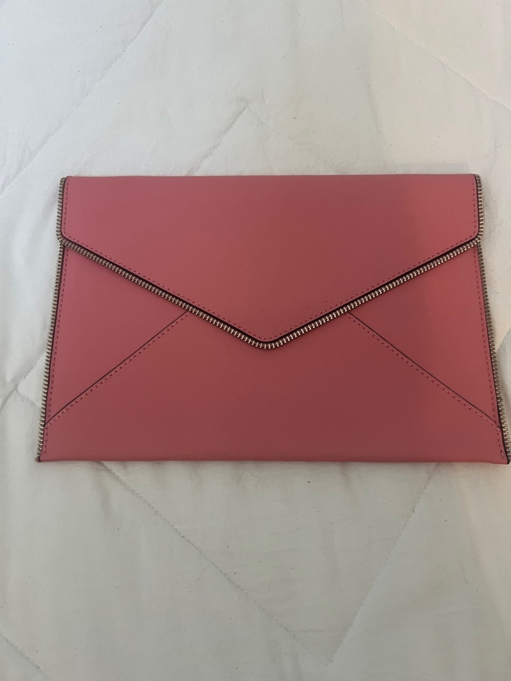 Rebecca Minkoff Pink Envelope Clutch with Silver Zip Detail — ALMOST NEW !